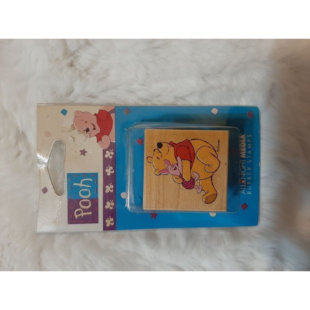 Winnie The Pooh and piglet vintage rubber stamp All night media